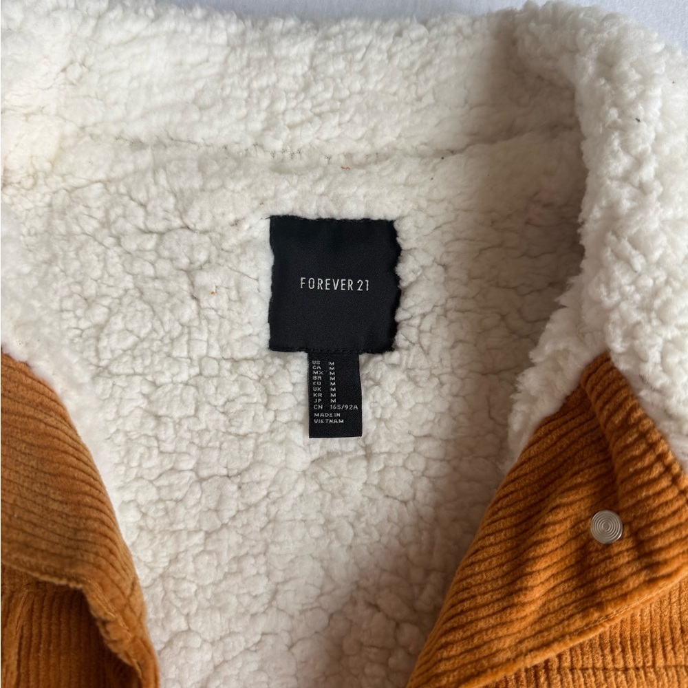 Forever 21 Orange Corduroy Sherpa Jacket View 2
